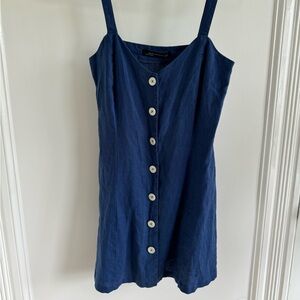 Zara blue mini dress. Button front. Never been worn. Xs